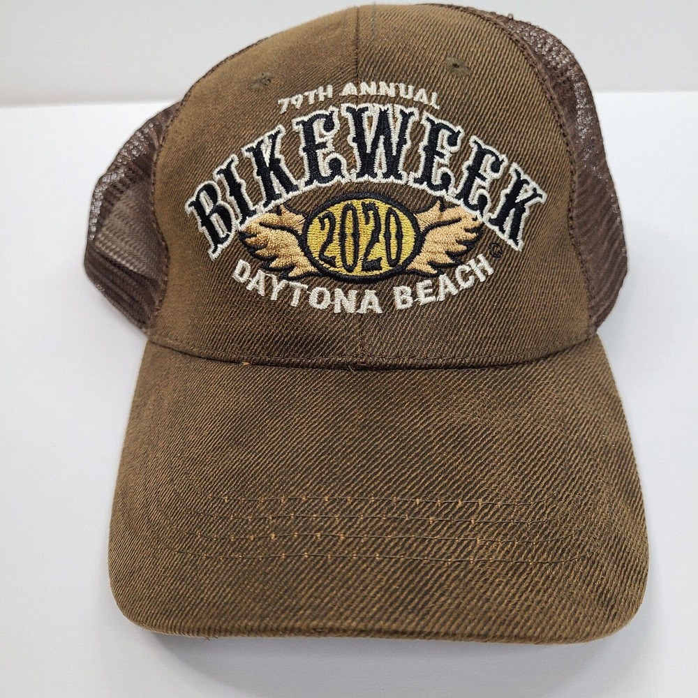 Bike Week 2020 79th Annual Daytona Beach FL Hat Adjustable Cap Embroidered Brown